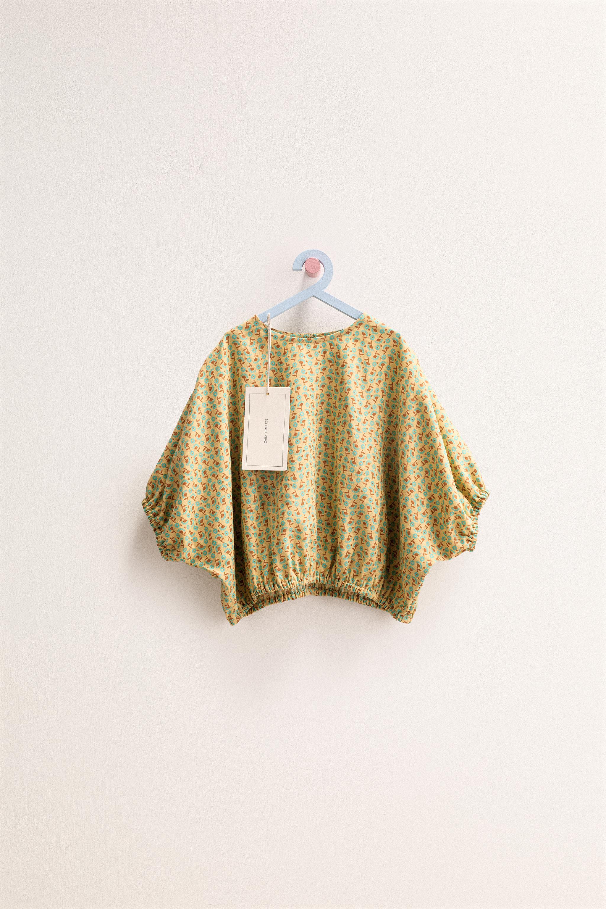 ZARA TIMELESS - OVERSIZED LINEN FLORAL TOP